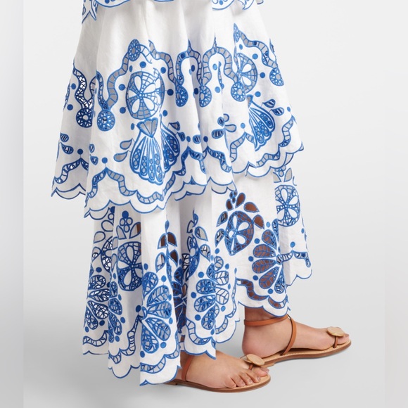 Farm Rio Broderie anglaise tiered cotton maxi dress - Picture 5 of 6